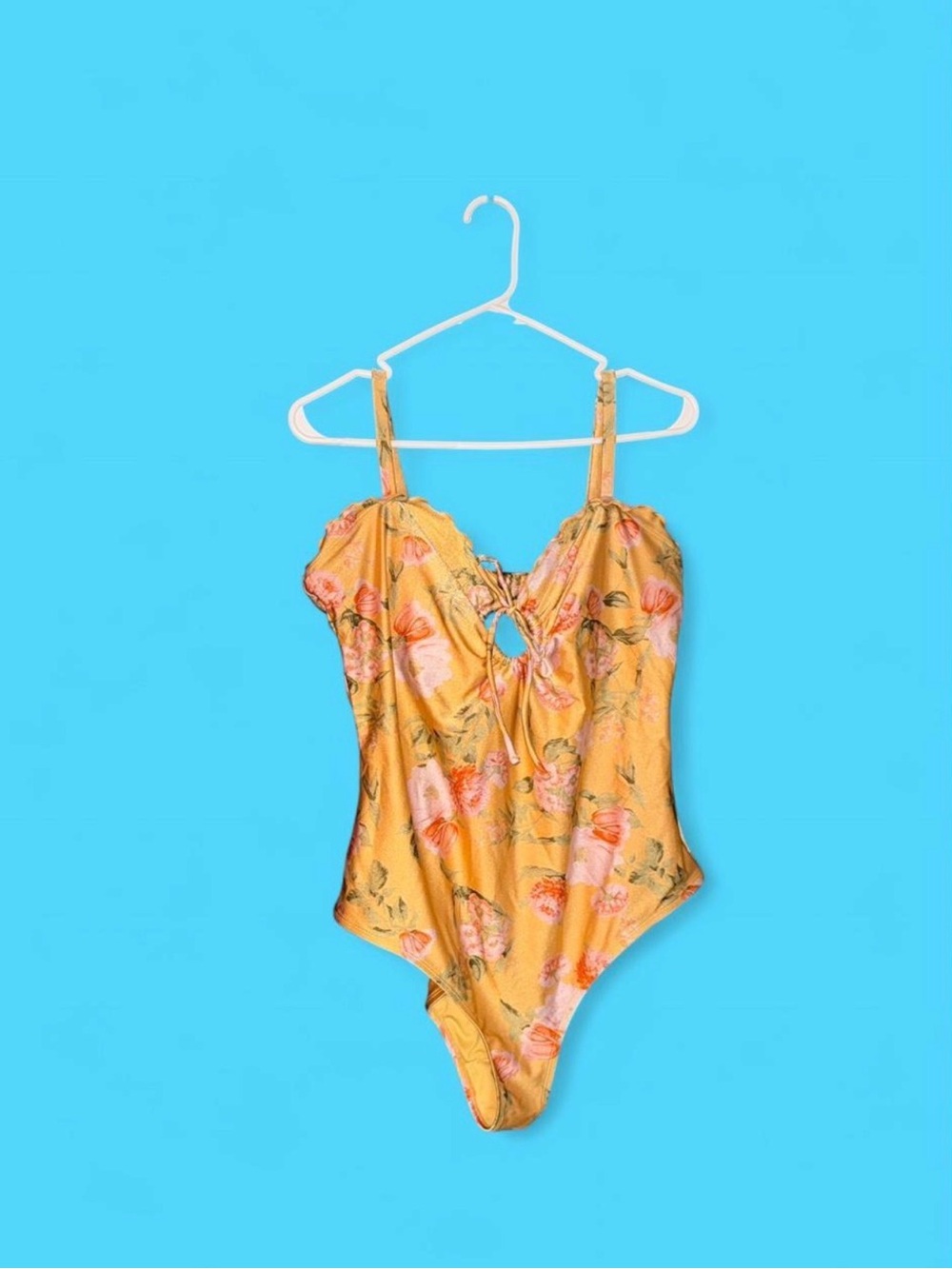 Forever 21 Yellow Floral Dress with Pink and Green Accents